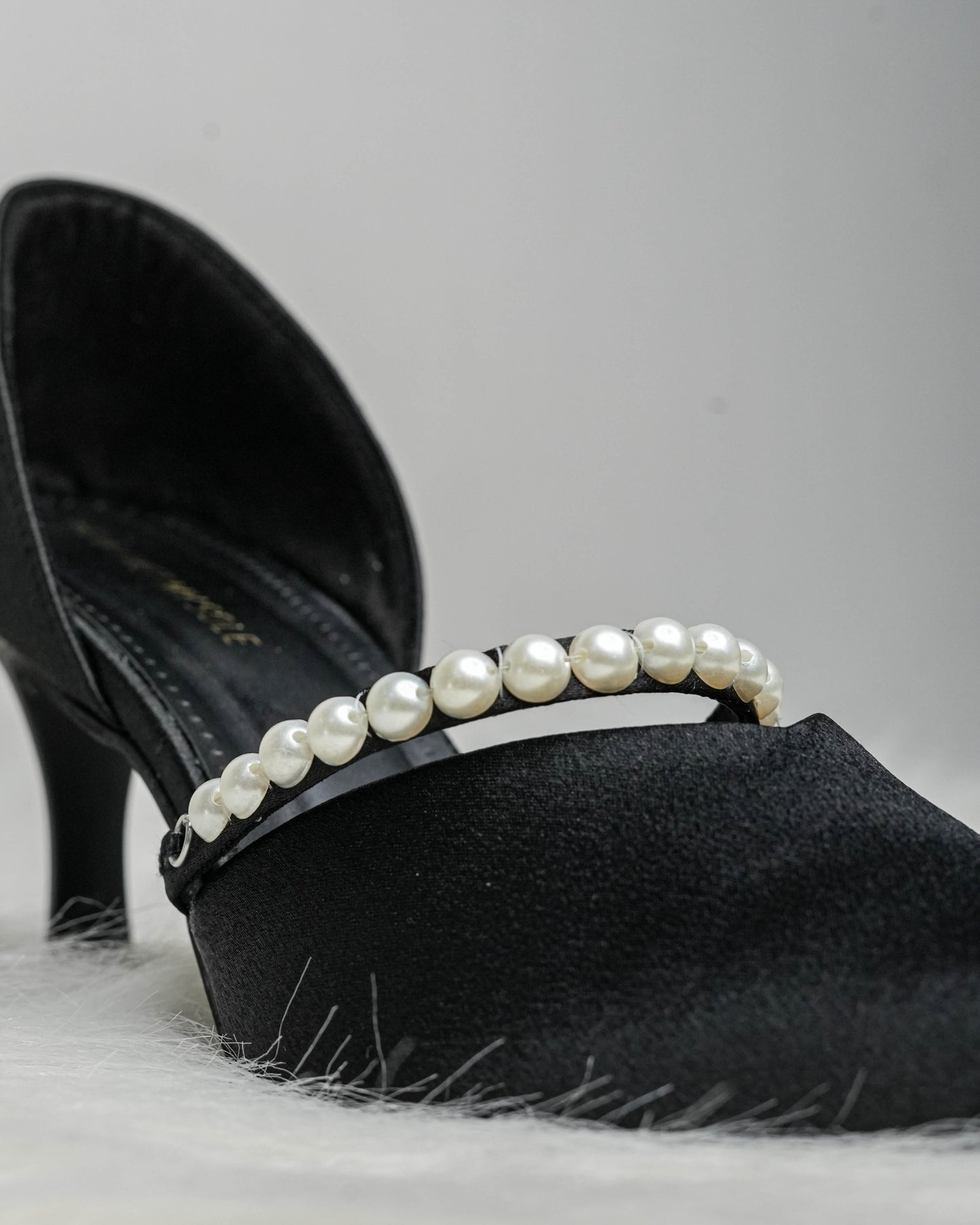 Blaire Black Pearl Heels - Side 2 Close up