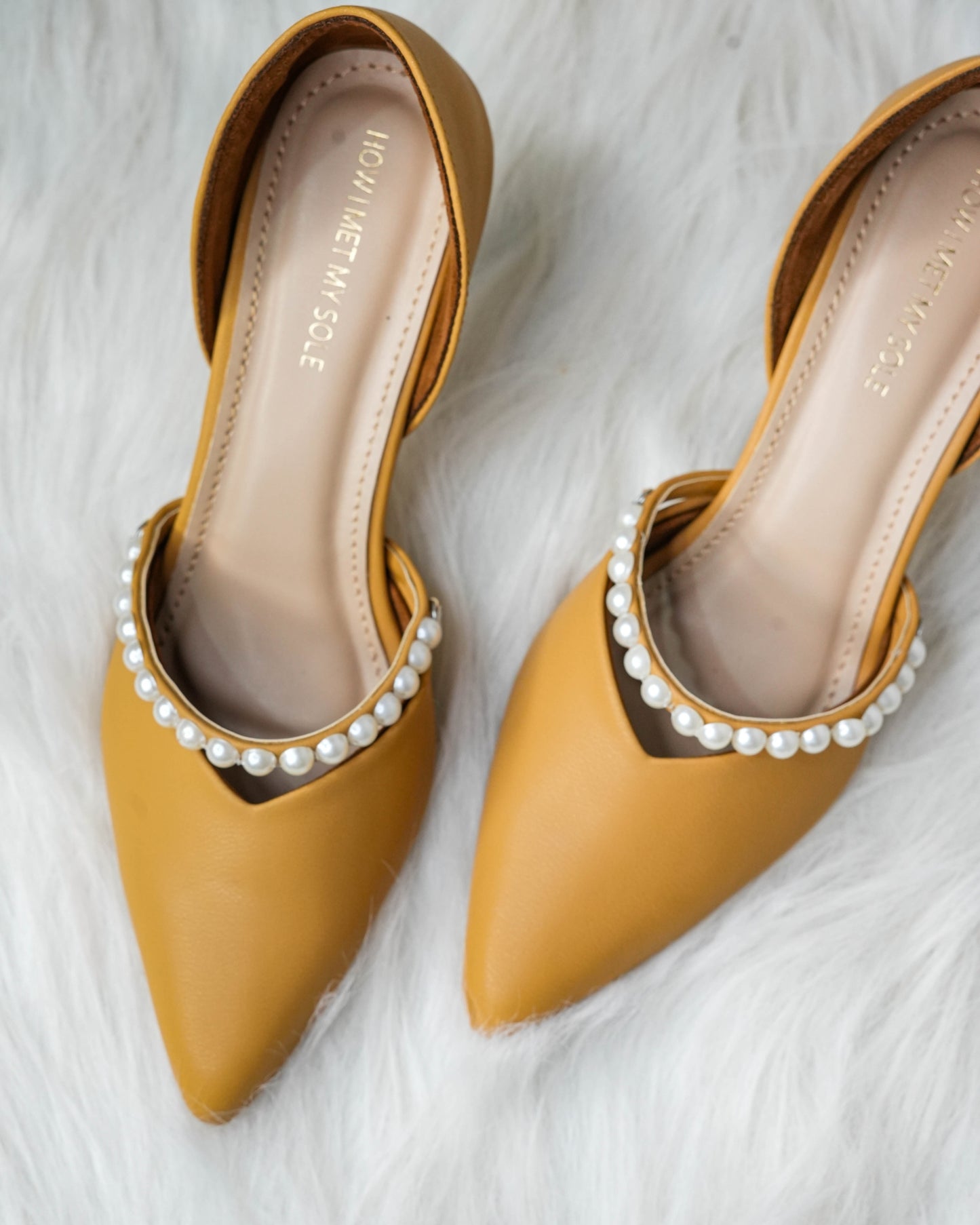 Blaire Ochre Pearl Heels - Top Close up