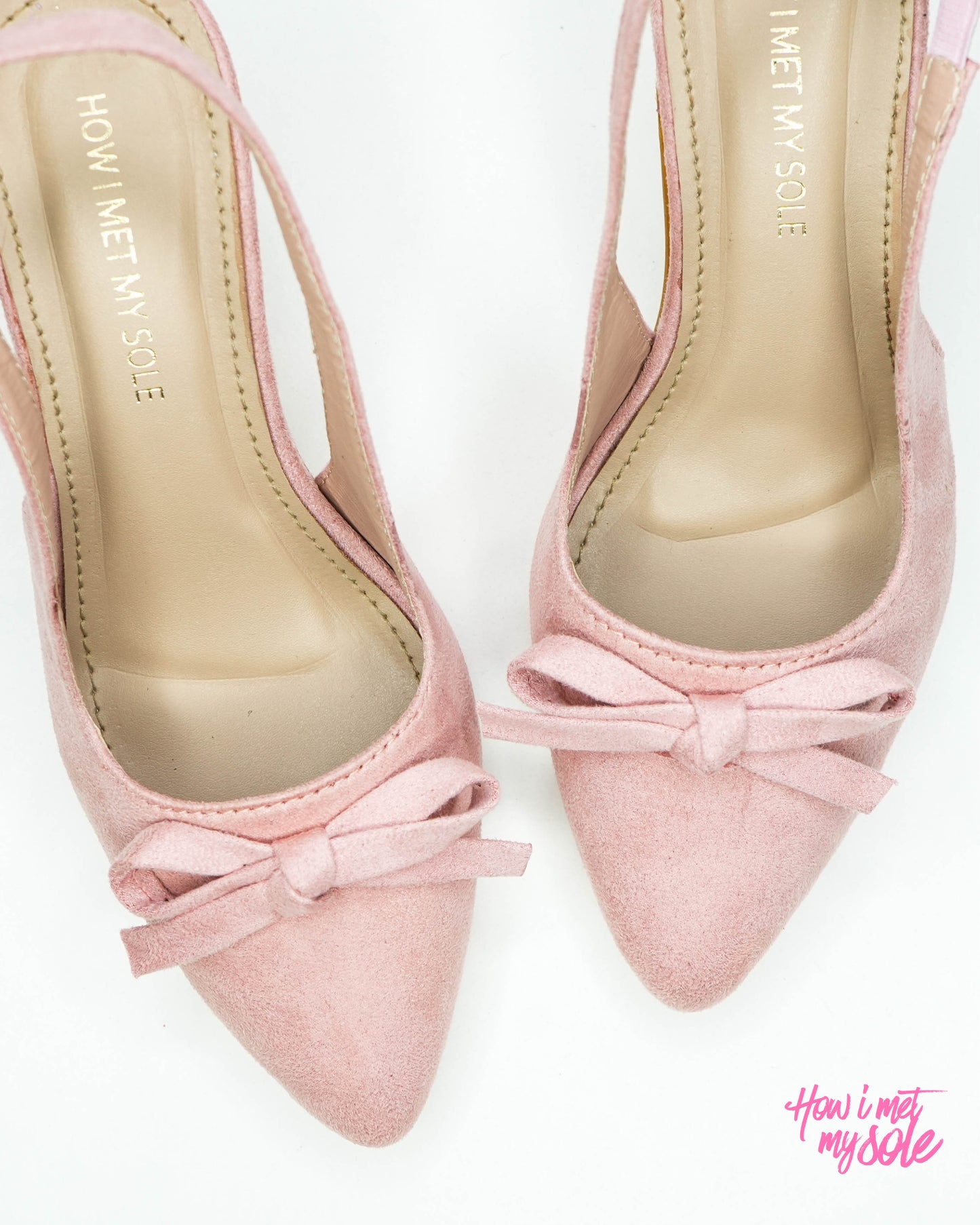 Bowtini Nude Baby Pink Bow Heels / Sandals - Top Close Up
