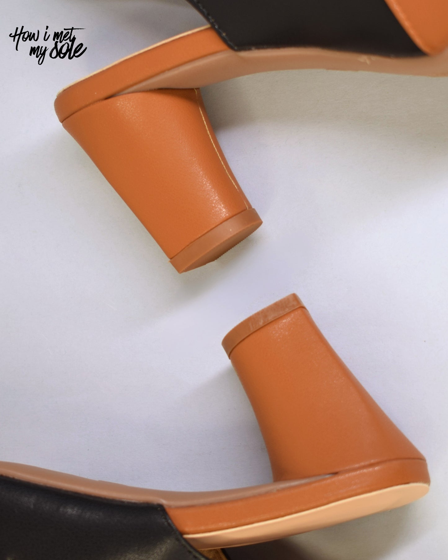Comfortable 'Tan Fall Fashioned' Brown & Black Pointed-Toe Heels - Heels Close Up