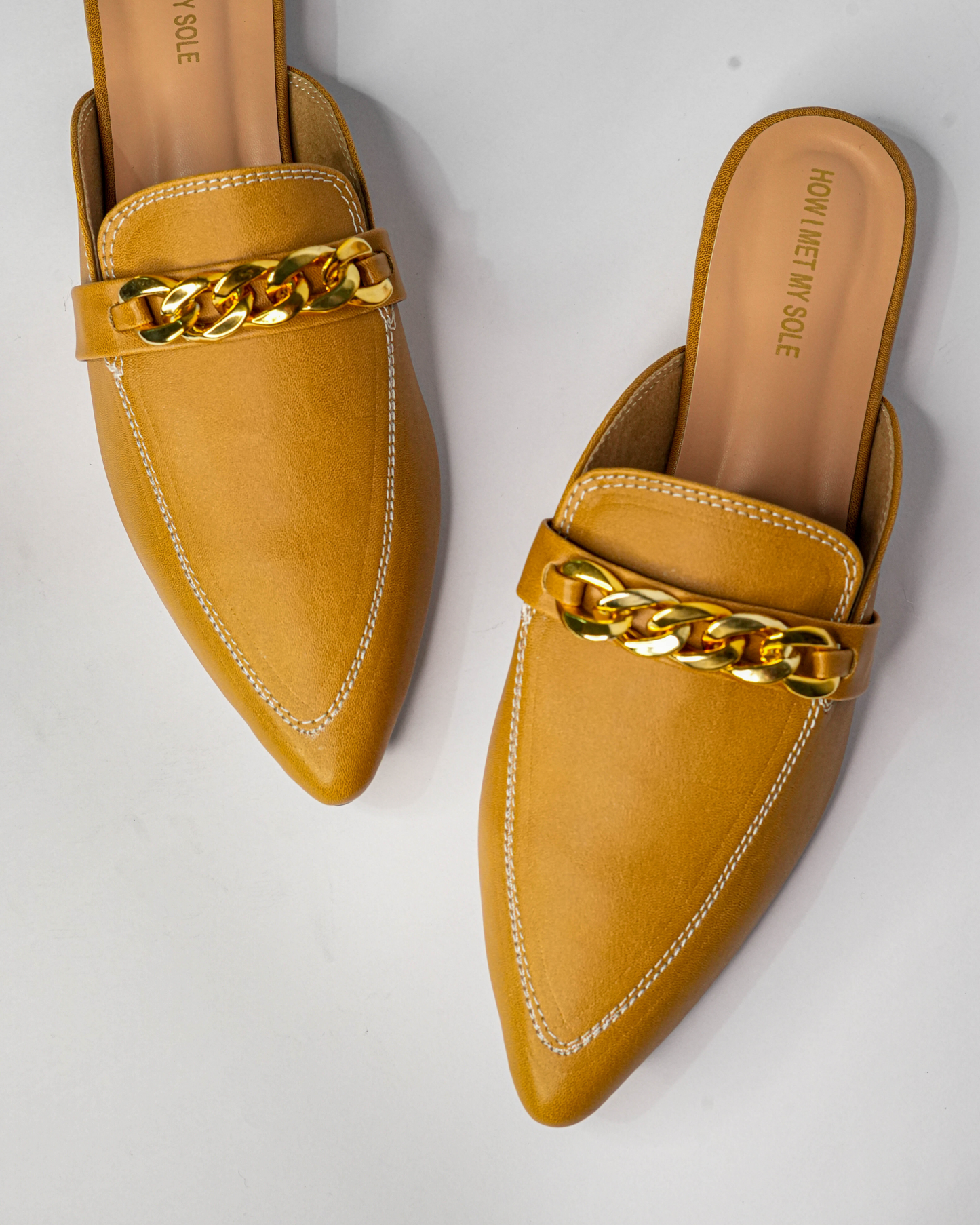 Donna Ochre Mules - Top Close Up