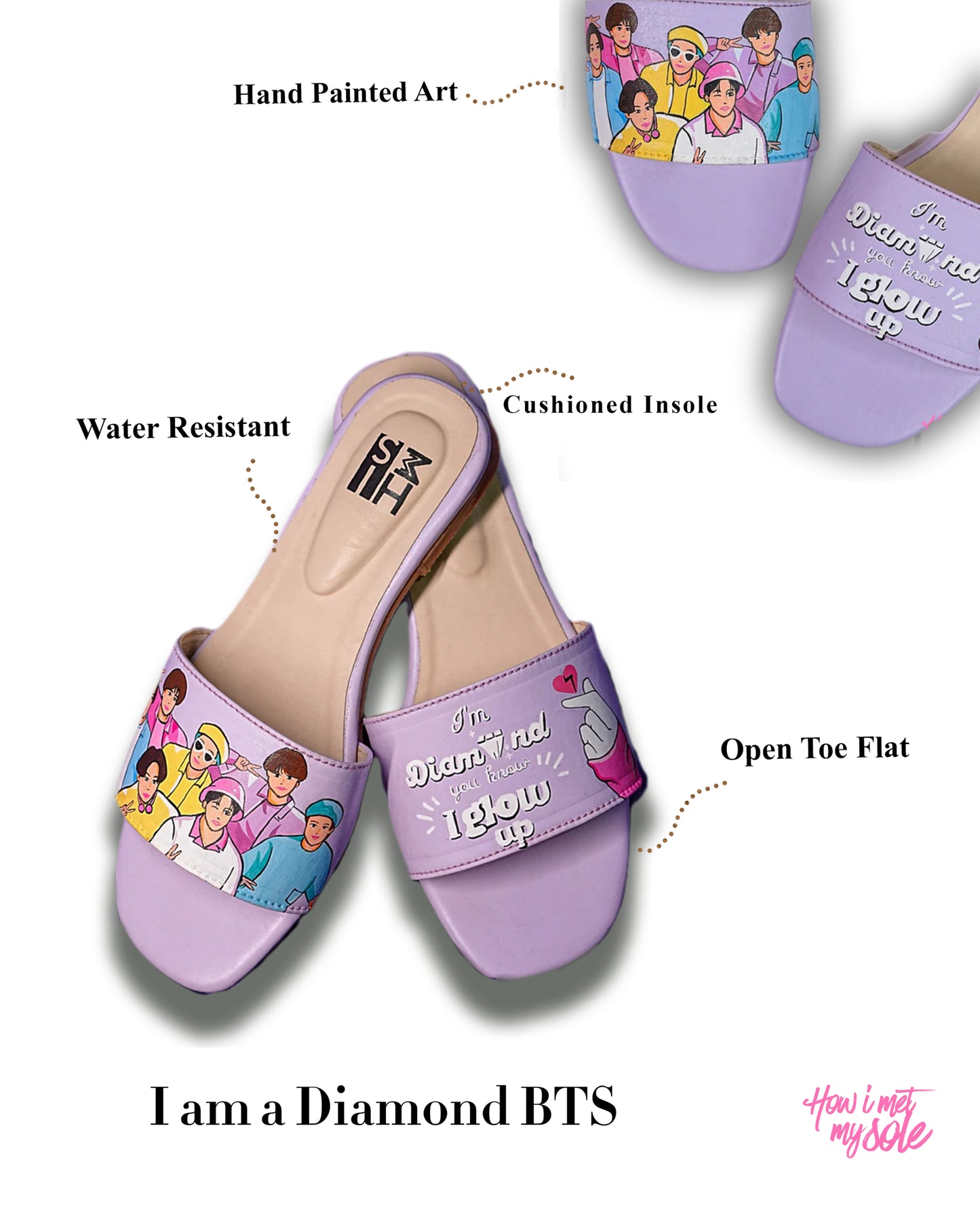 Hand Painted Custom I am a Diamond BTS Slides - Details
