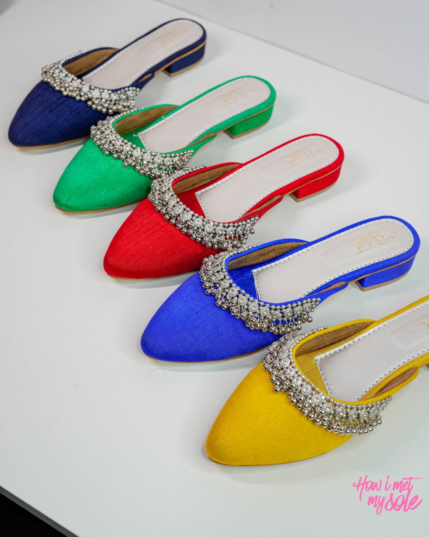 'Masakali Denim Blue Mules' - All Variants in Denim Blue, Green, Red, Royal Blue & Yellow