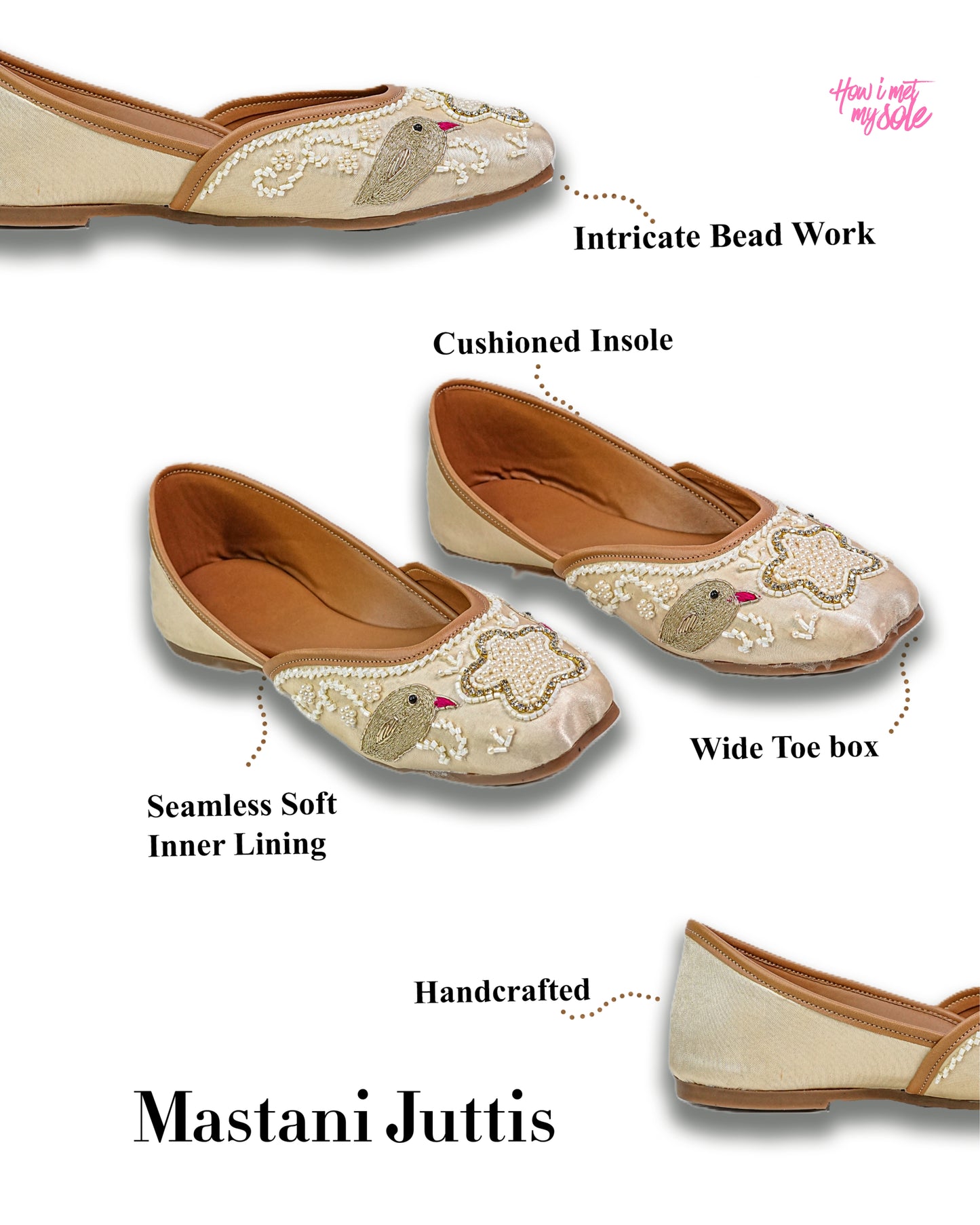 Mastani Handcrafted Parrot Embroidery Juttis - Details