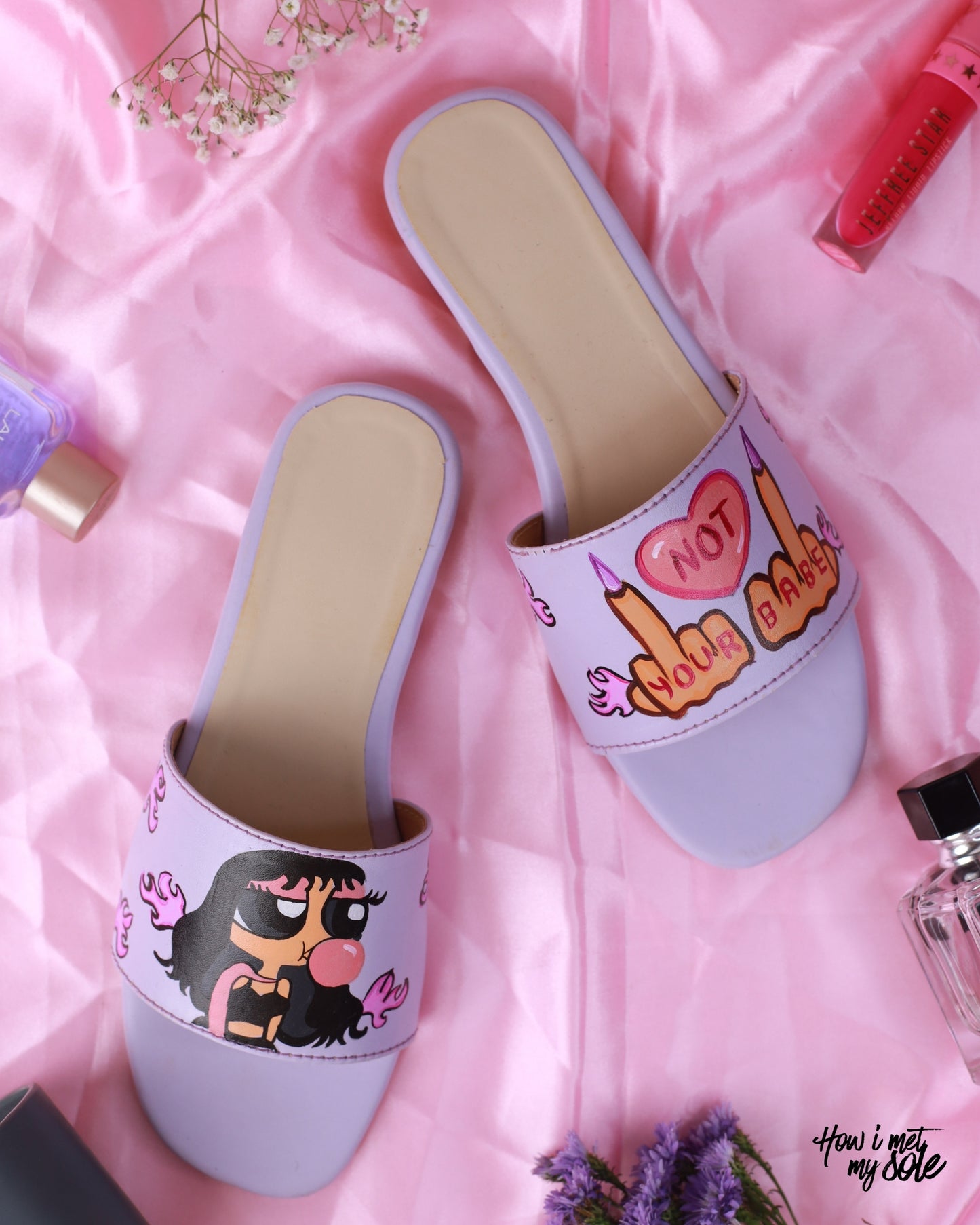 Hand-Painted Not Your Babe Slides - Top