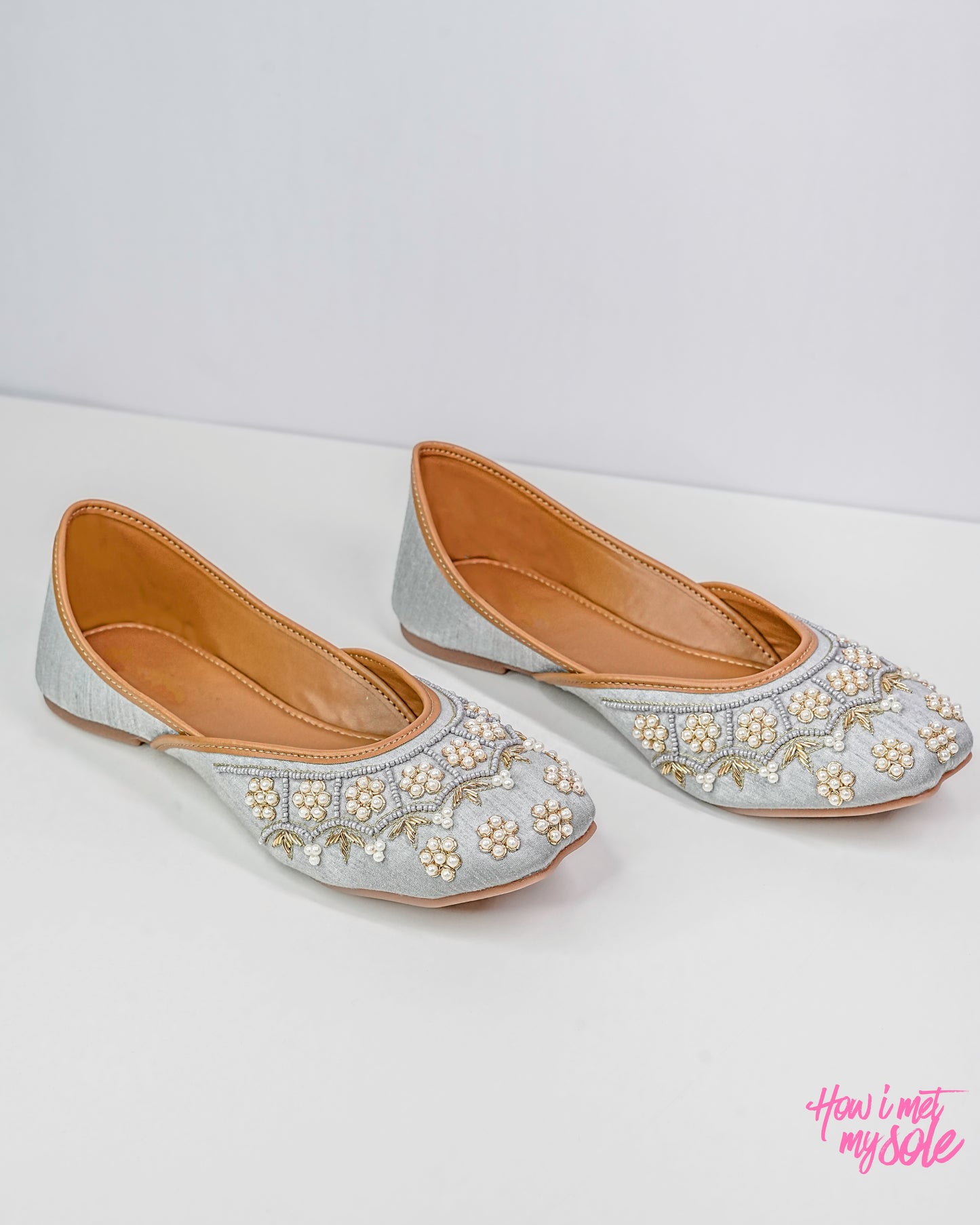 Pearl Pastel Shahi Aasman Jutties - Top Sides