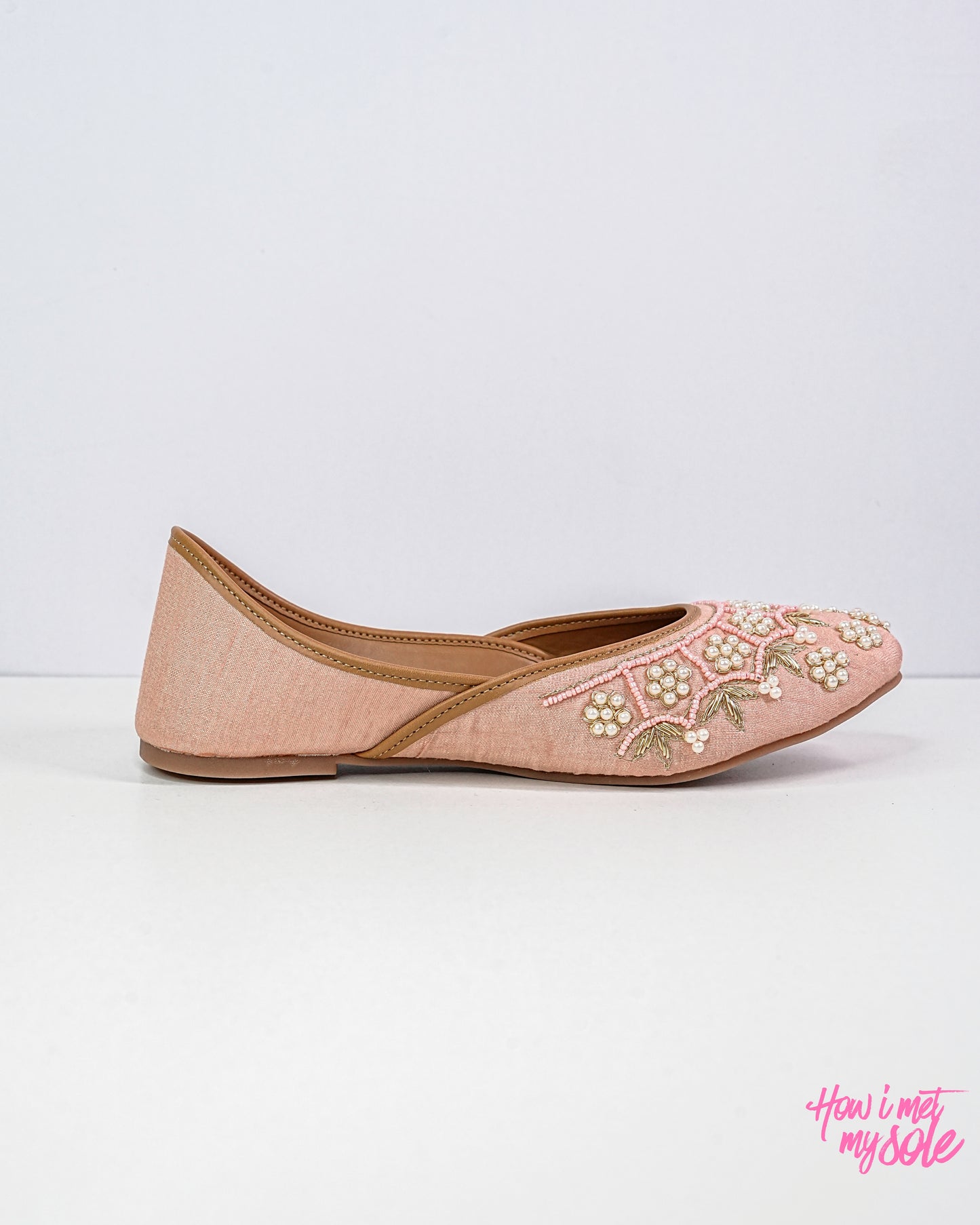 Pearl Pastel Shahi Gulab Jutties - Side