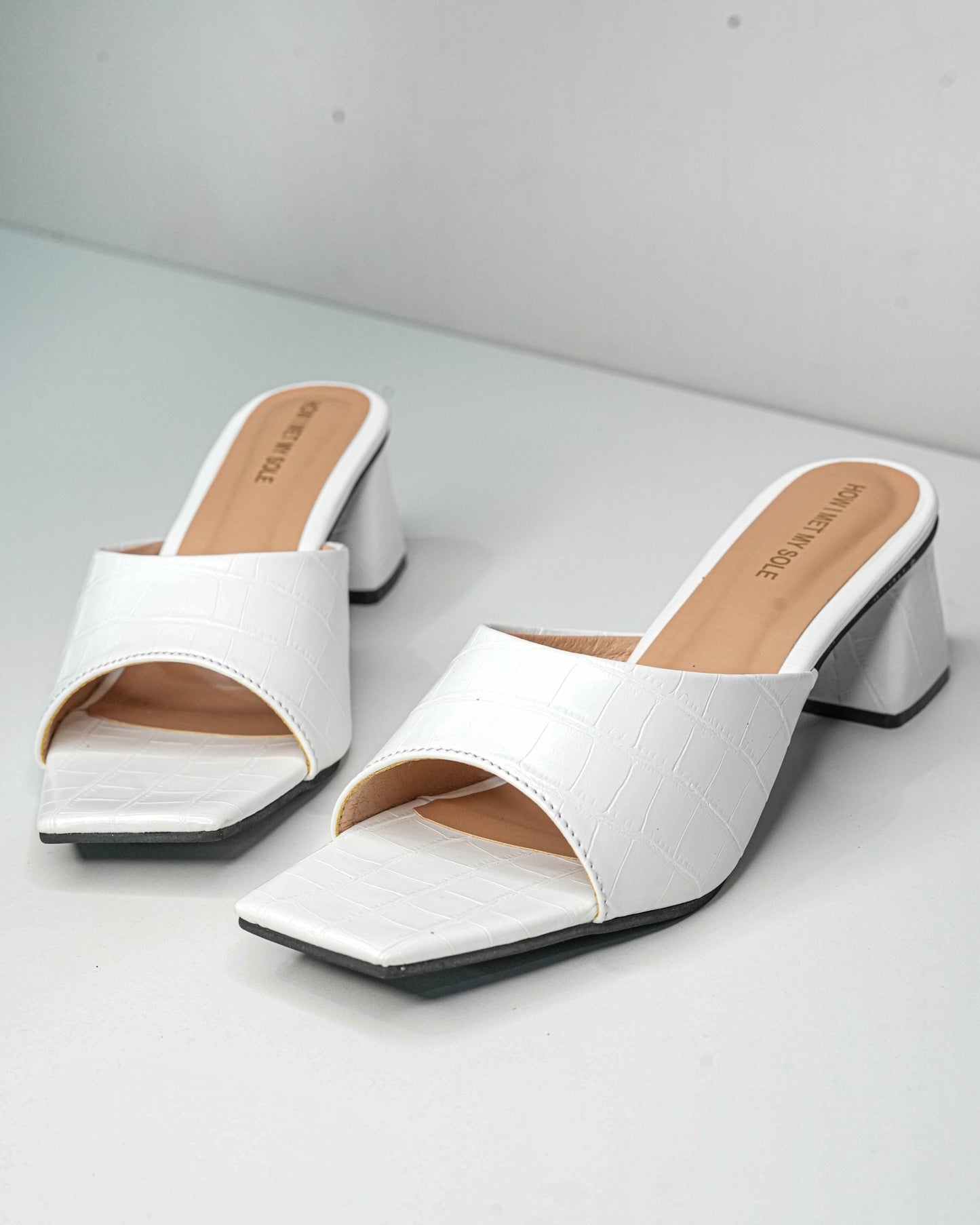 Serena White Open Toe Heels - front