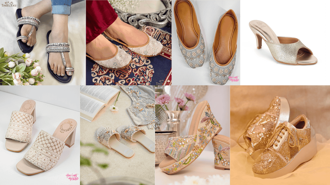 featured image for 6 trendy women footwear for ethnic wear in 2025 - women footwear collage