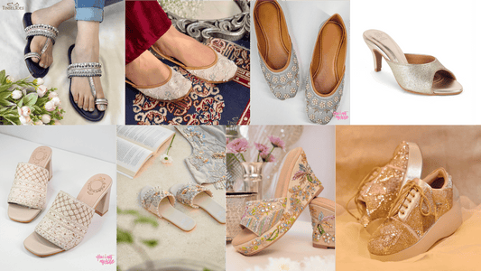 featured image for 6 trendy women footwear for ethnic wear in 2025 - women footwear collage