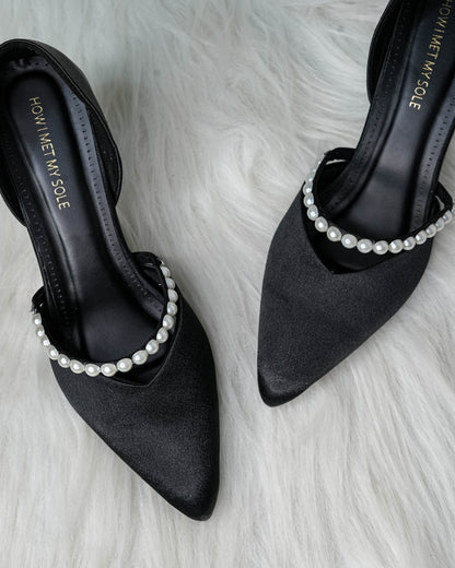 Blaire Black Pearl Heels - Top Close Up