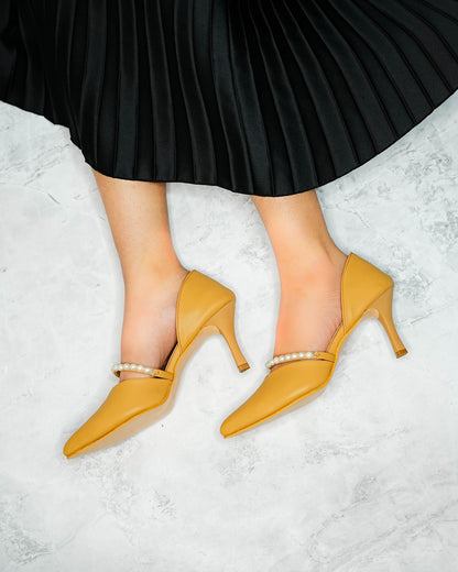 Blaire: Ochre Pearl Heels - In feet