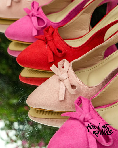 Bowtini Bow Heels / Sandals -  Collection - Hot Pink, Red, Baby Pink/Nude