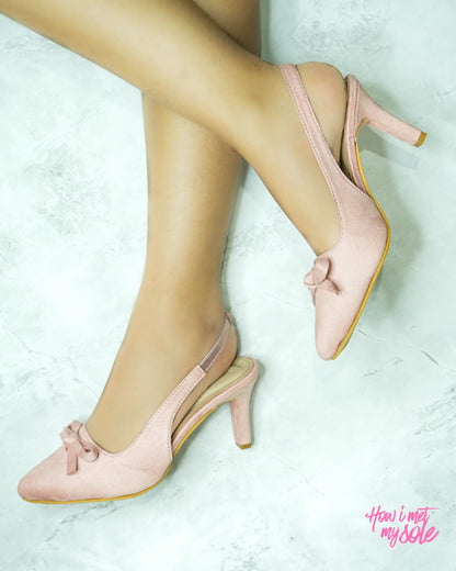 Bowtini Nude Baby Pink Bow Heels / Sandals -  In Feet