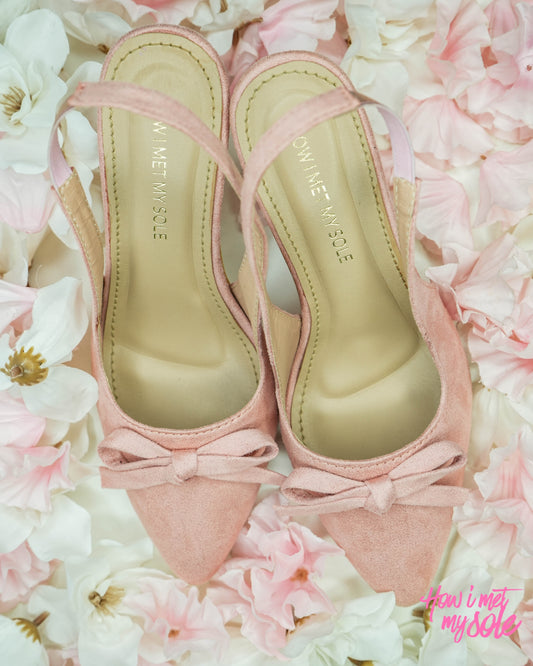 Bowtini Nude Baby Pink Bow Heels / Sandals -  Top