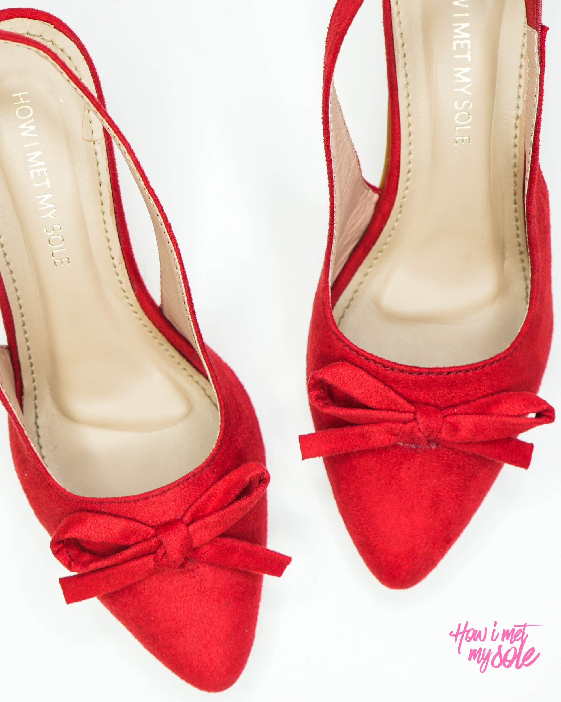 Bowtini Red Bow Heels / Sandals -  Top Close Up Shot