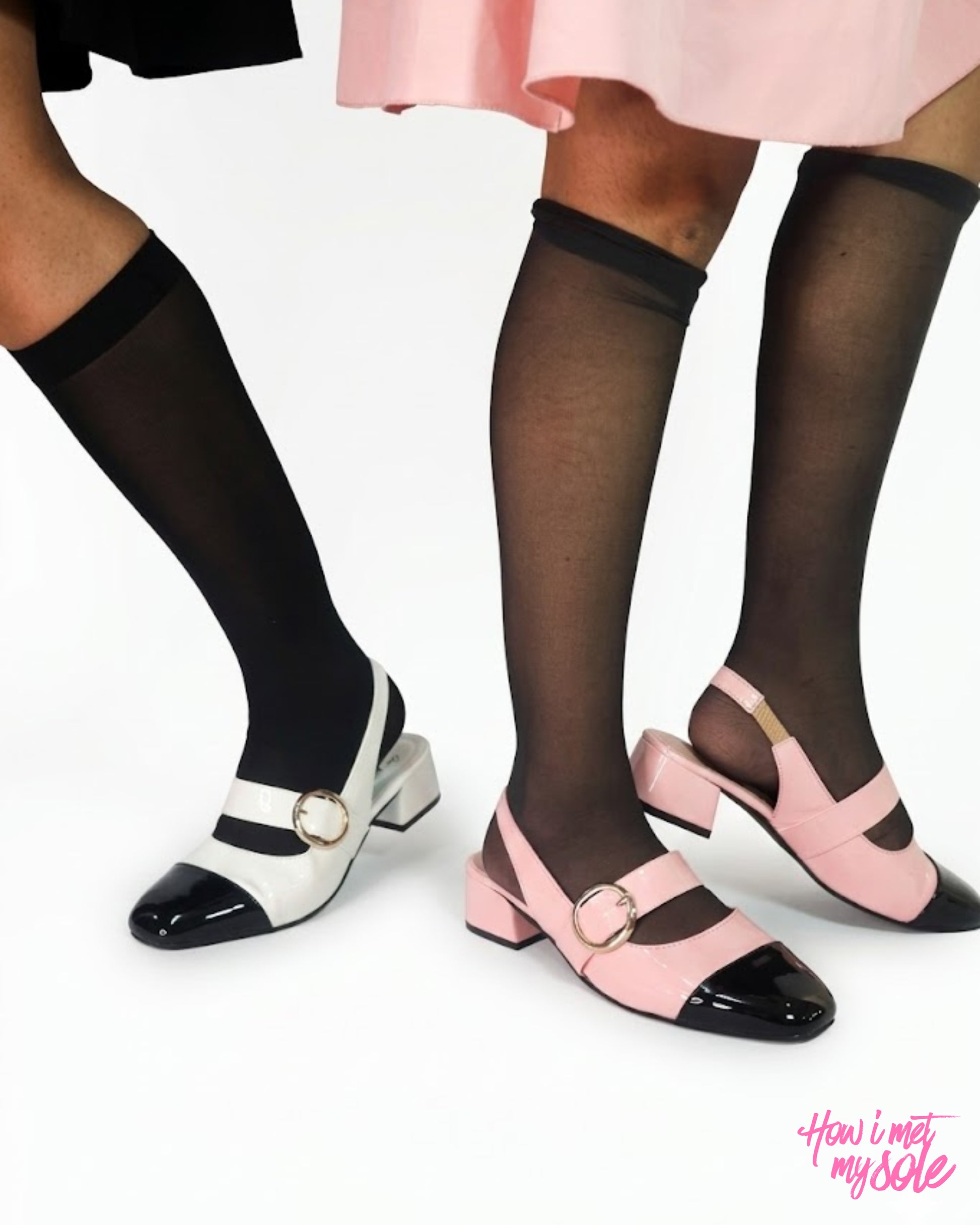 Comfortable & Stylish '90s Gal' Patent PU Ballet Flats With 1 Inch Block Heel - In Feet Common