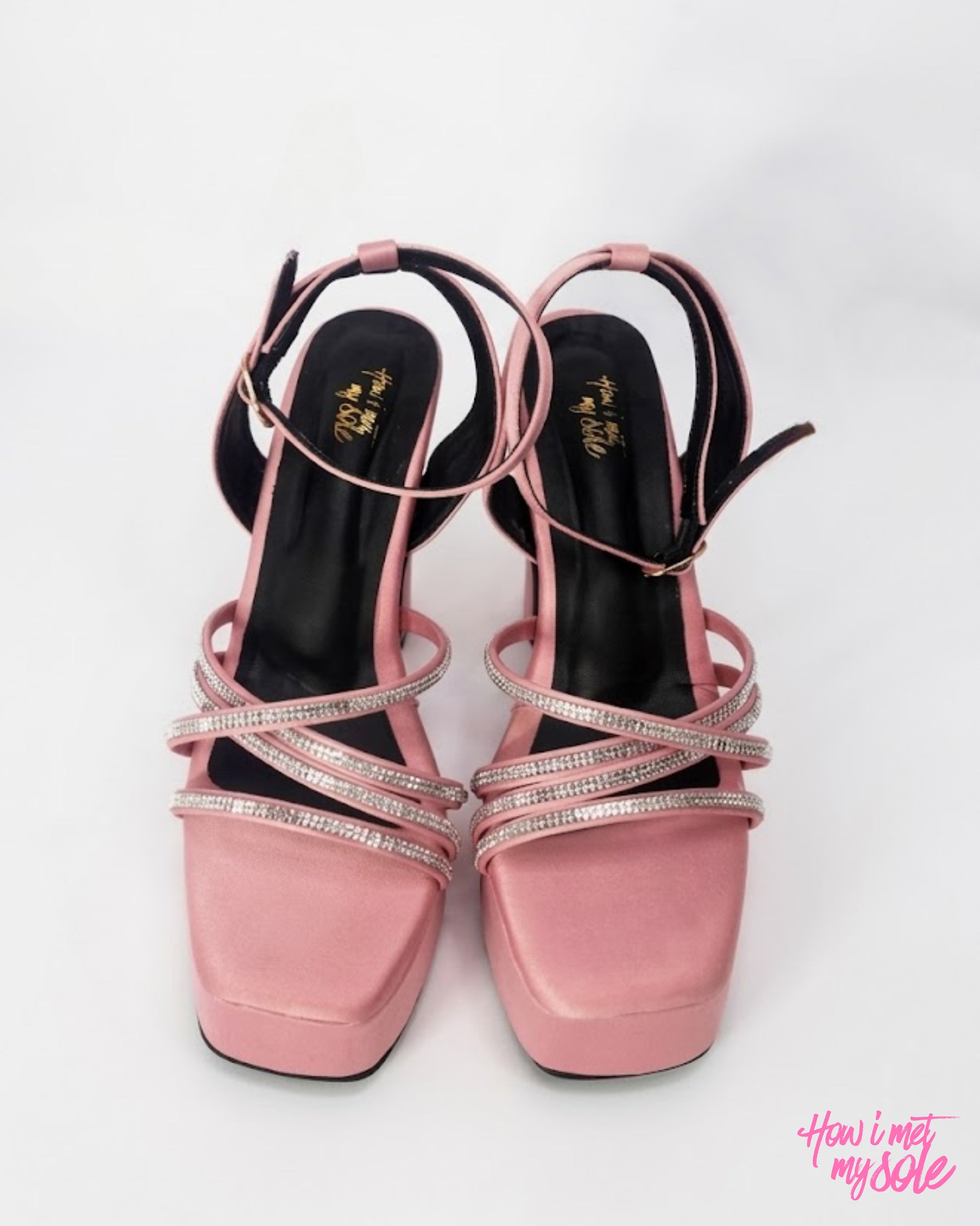 Comfortable & Stylish 'Disco Diwani' Baby Pink Satin Open Toe Platform 4 Inches Block Heel - Top