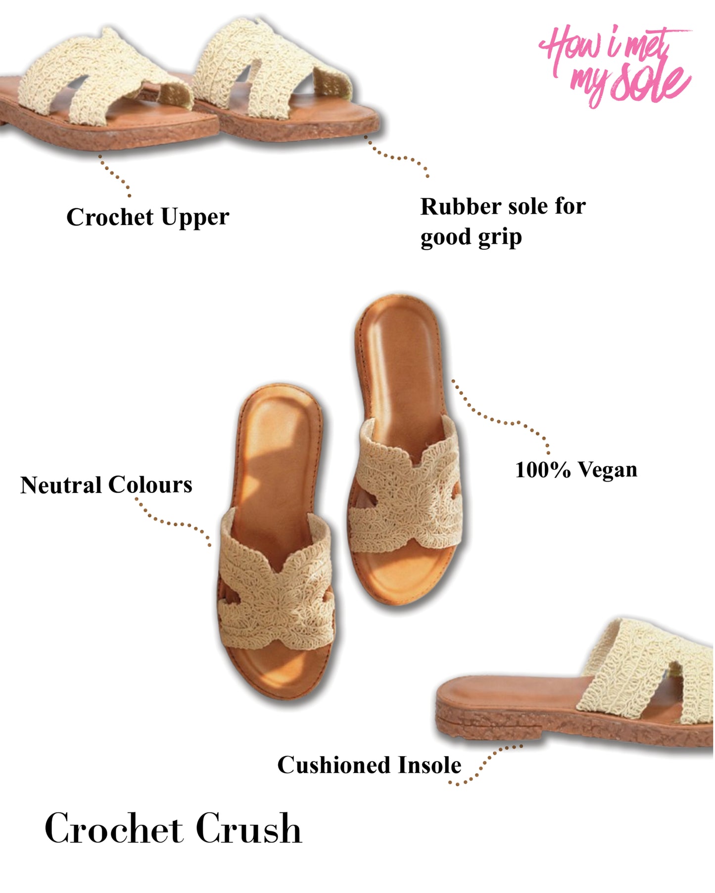 Crochet Crush Broad Feet Slider Easy Slip On Flat - Detail