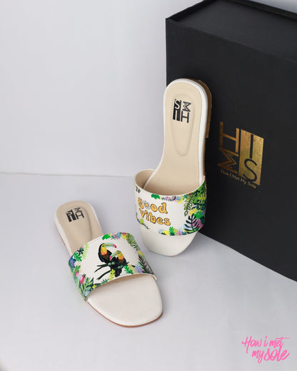 Hand-Painted Good Vibes Slides - With Box