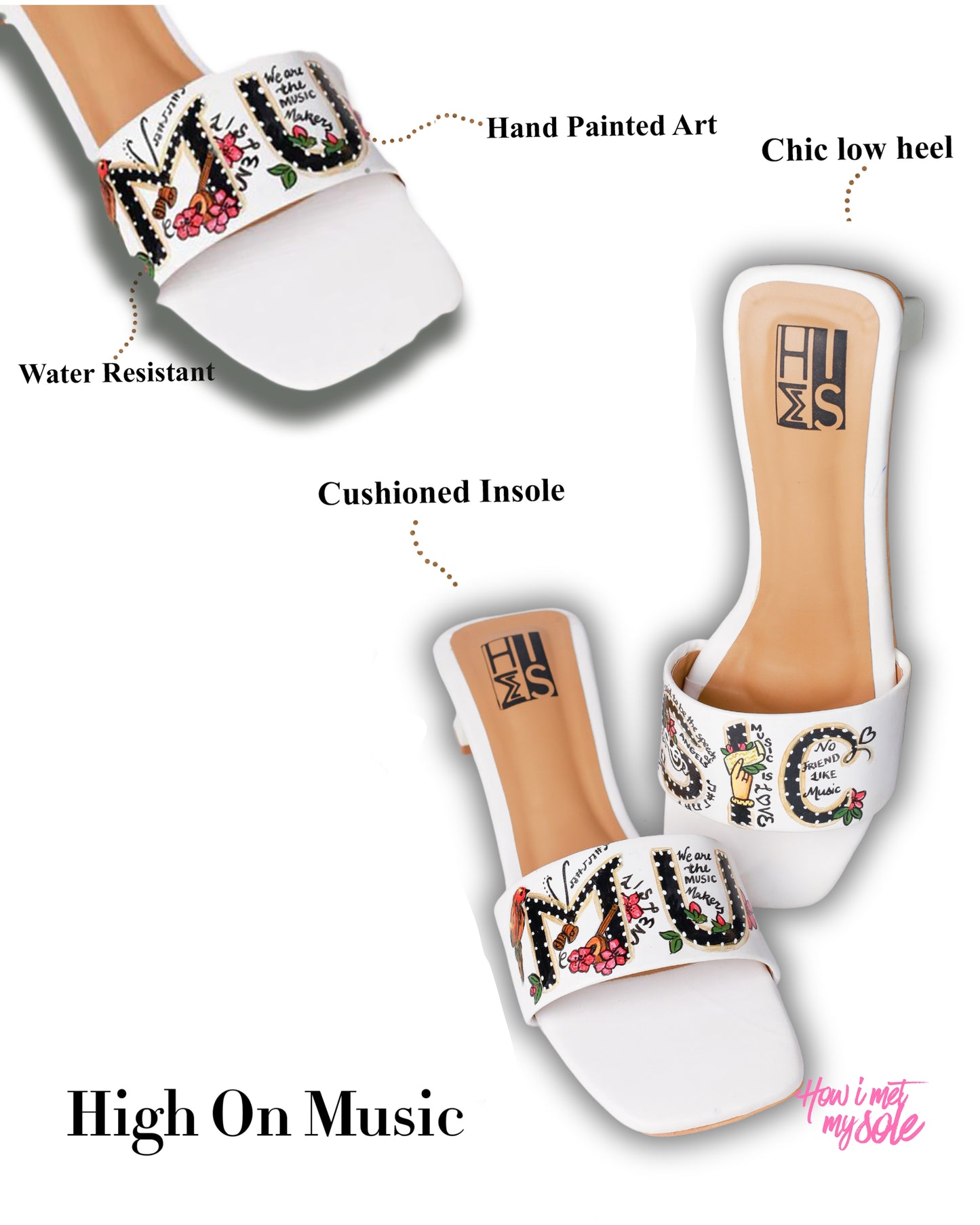 Hand-Painted High on Music Open Toe Heels - Details
