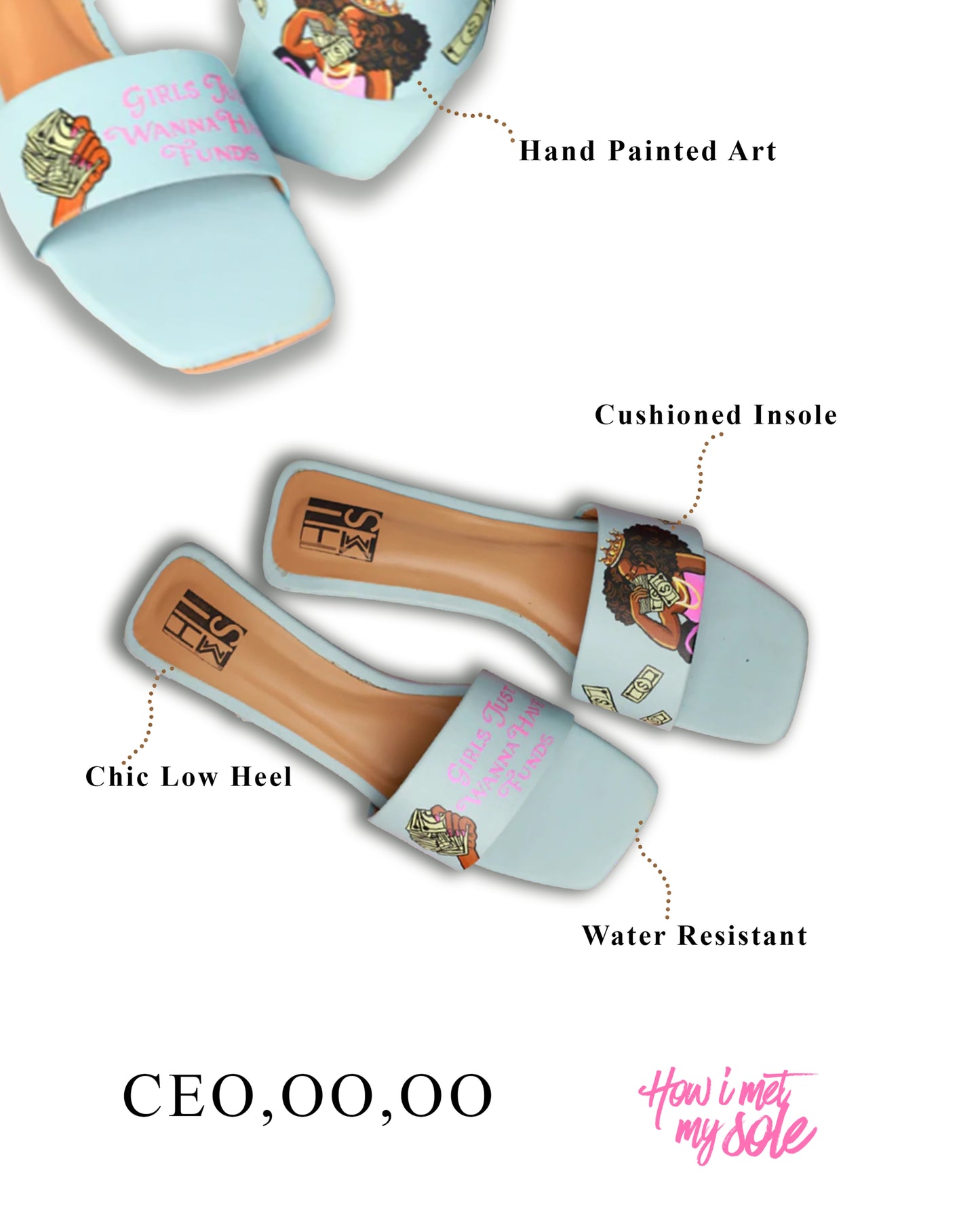 Hand Painted Custom CEO,OO,OO Rangkari Open Toe Heels - Details