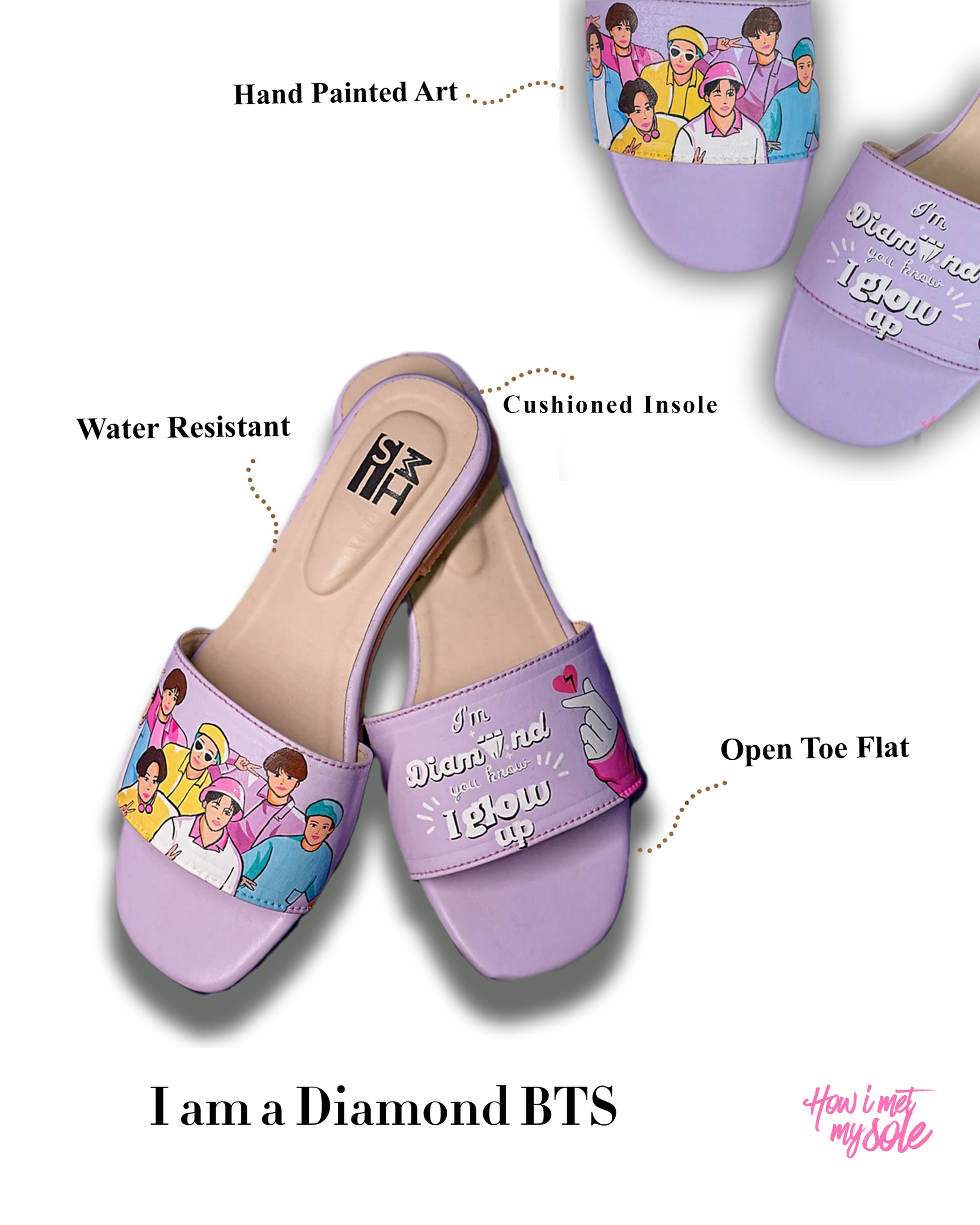 Hand Painted Custom I am a Diamond BTS Slides - Details