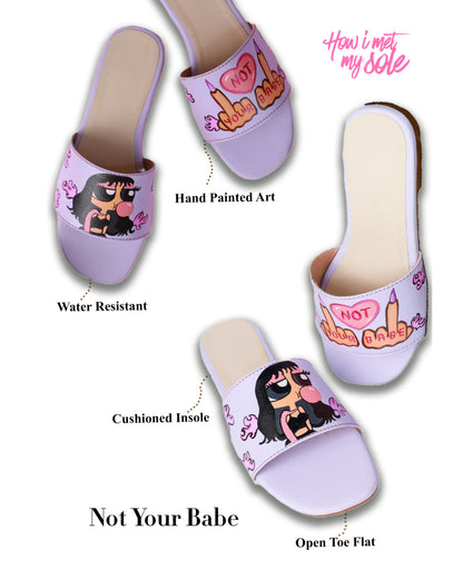 Hand Painted Custom Not Your Babe Slider Easy Slip on Flats - Details
