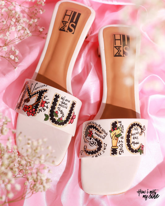 Hand-Painted High on Music Open Toe Heels - Top