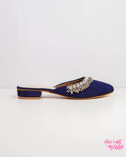 'Masakali Denim Blue Mules' - Side