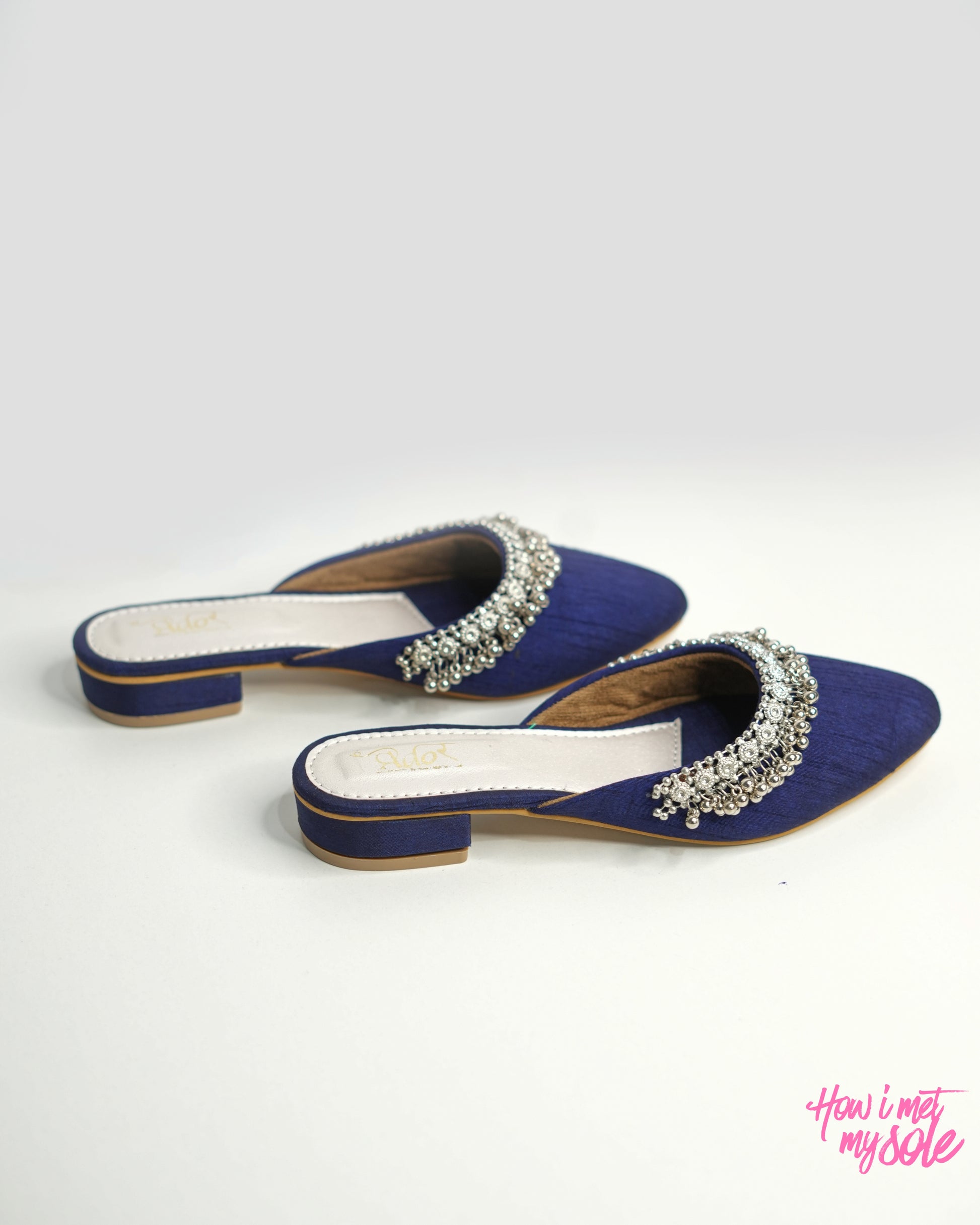 'Masakali Denim Blue Mules' - Sides Pair