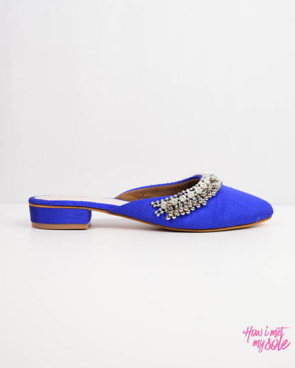 'Masakali Royal Blue Mules' - Side