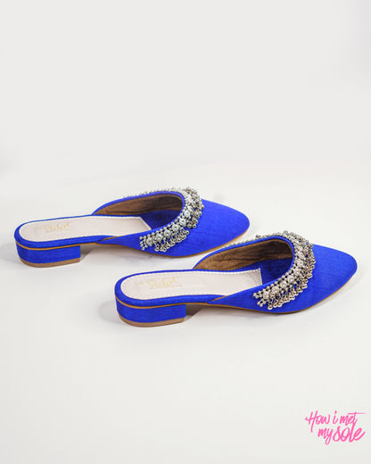 'Masakali Royal Blue Mules' - Sides Pair