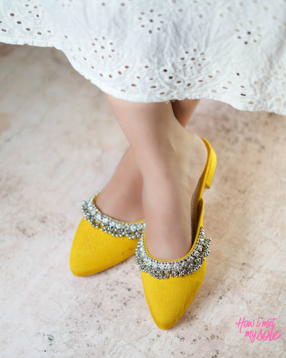 'Masakali Yellow Mules' - Front in Feet