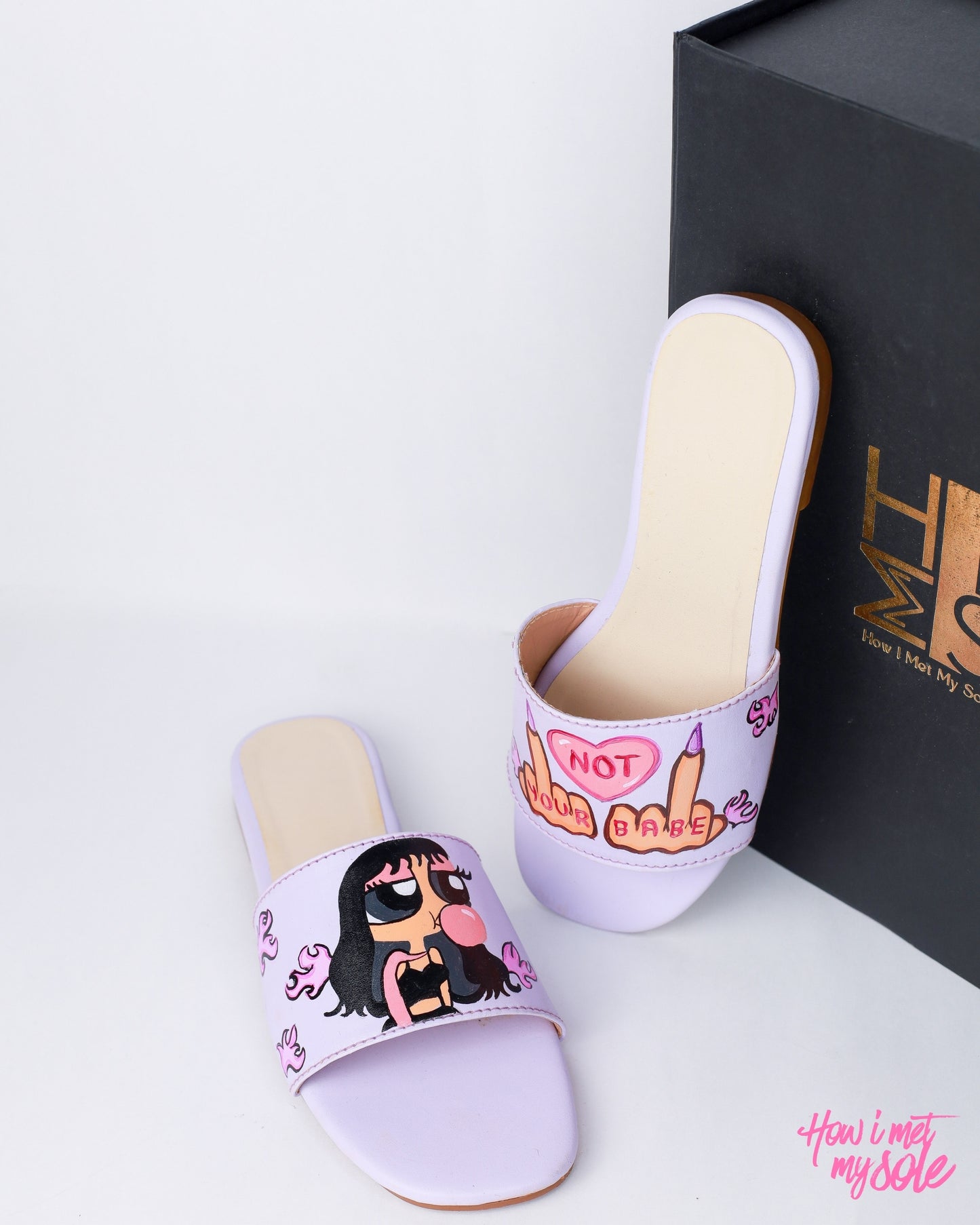 Hand-Painted Not Your Babe Slides - With Box