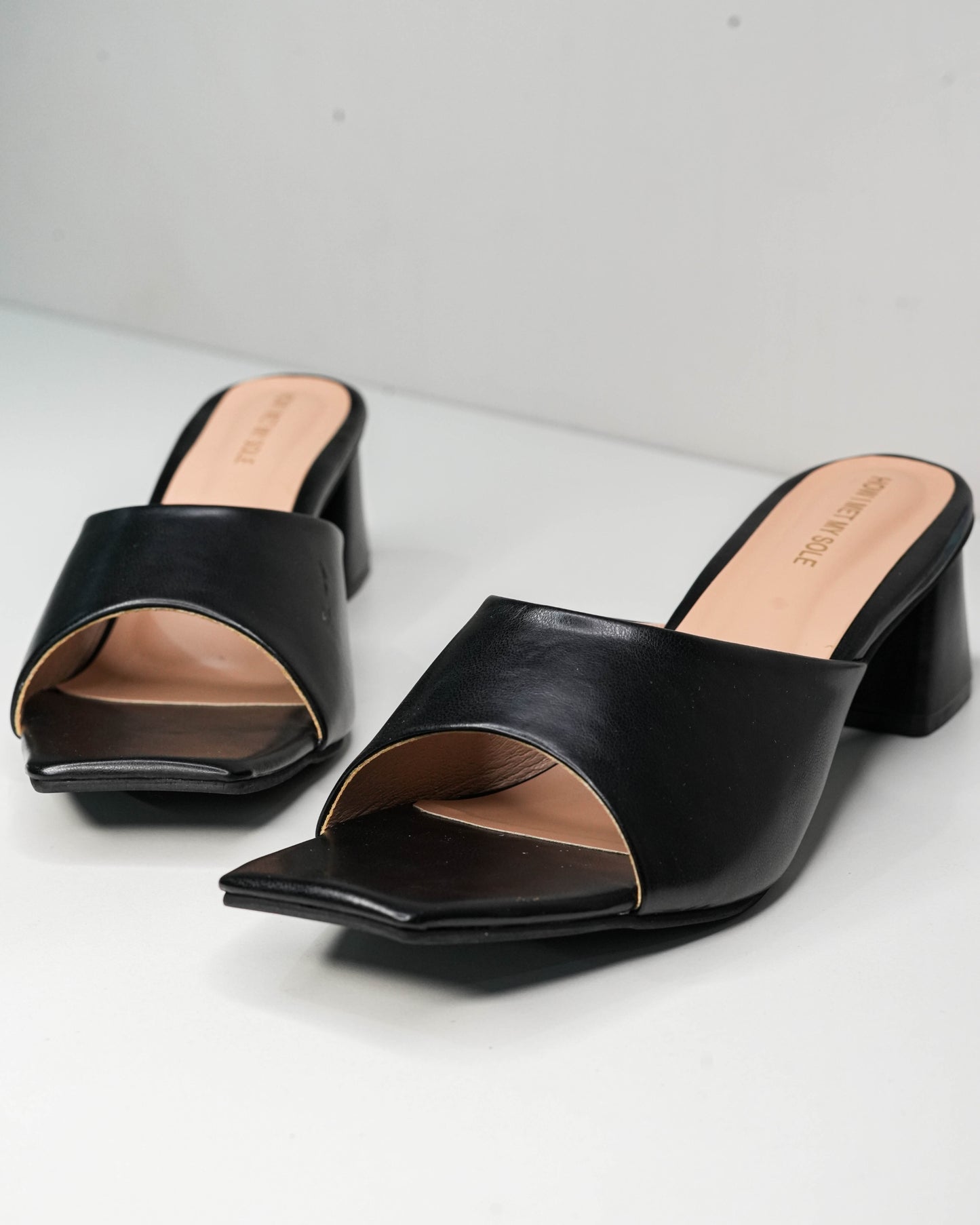 Serena Black Open Toe Heels - Front