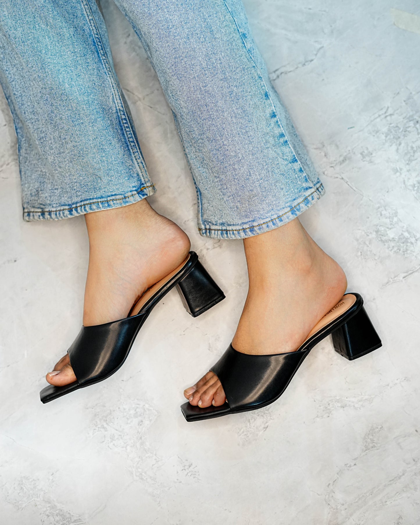 Serena: Black Open Toe Heels - In Feet