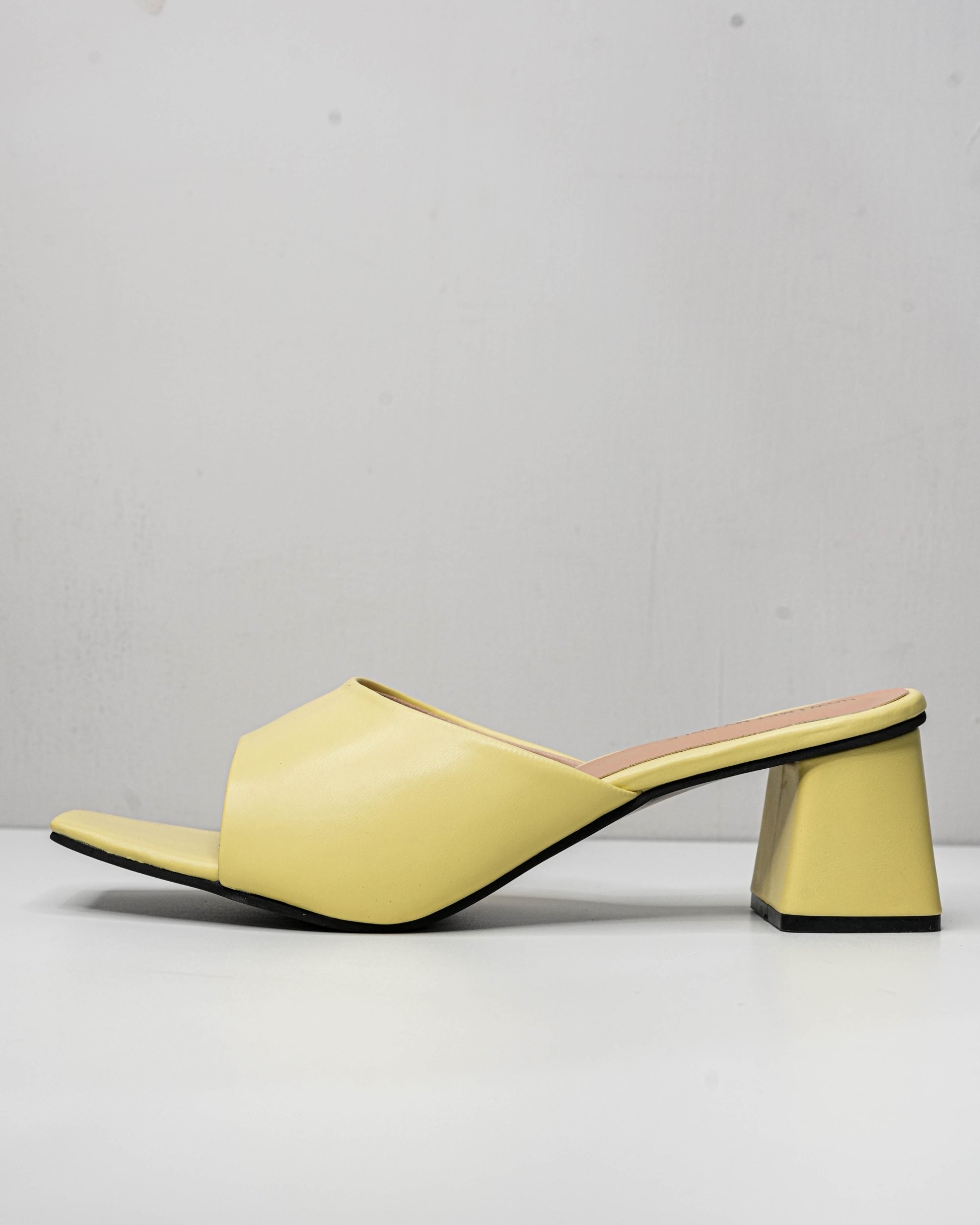 Serena Pastel Yellow Open Toe Heels - Side 1