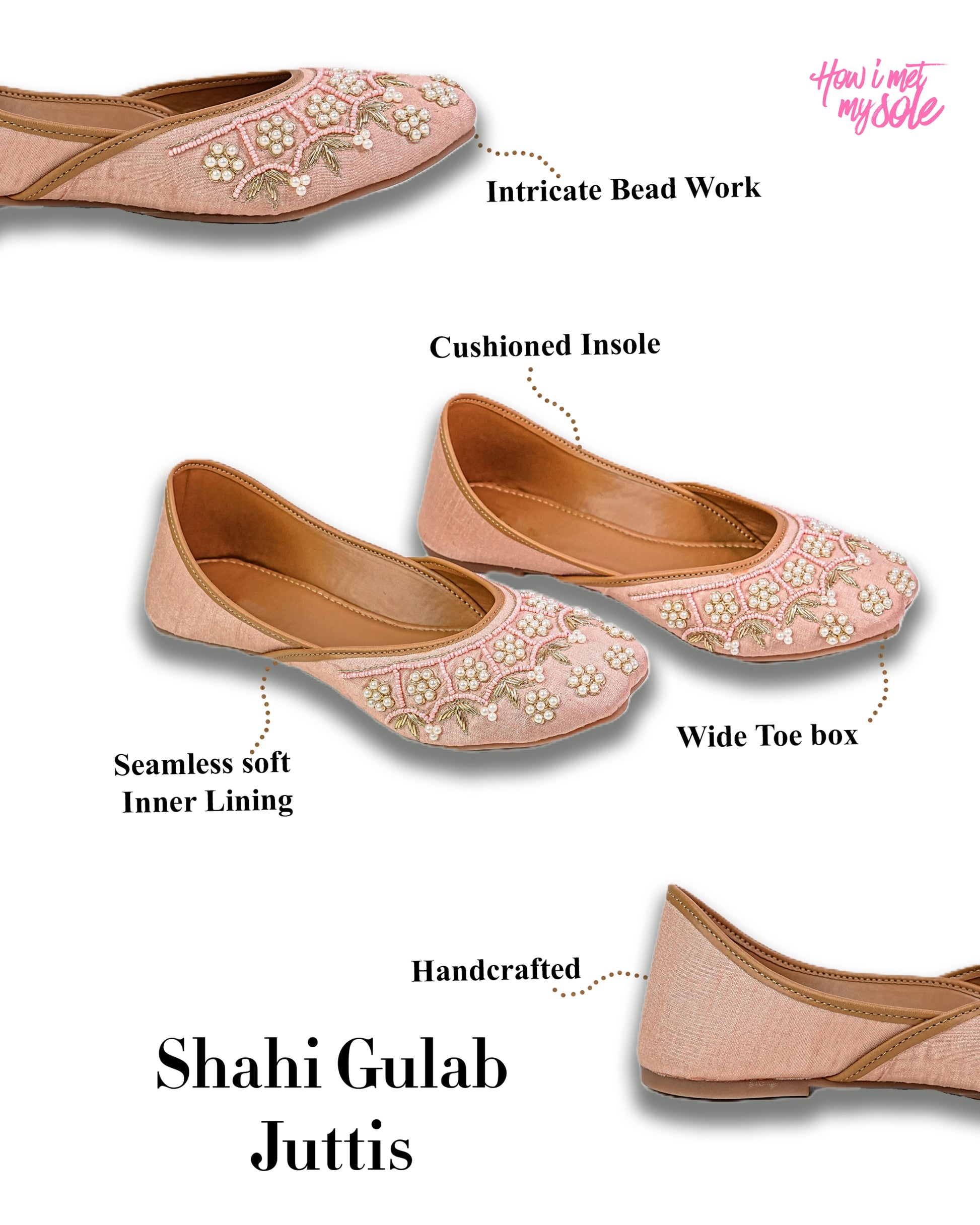 Shahi Gulab Handcrafted Embroidery Juttis - Details