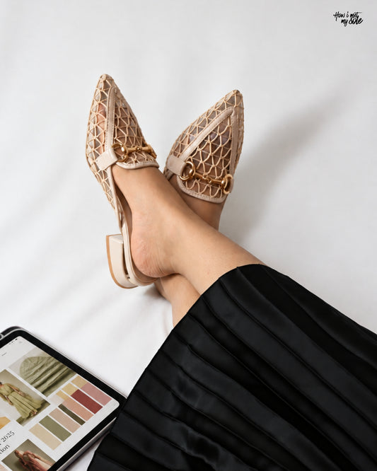 'Vanilla Thrills' Cream Mules - In Feet Front Top