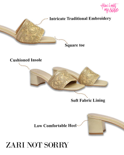 Zari Not Sorry Embroidery Open Toe Ethnic Heel - Detail
